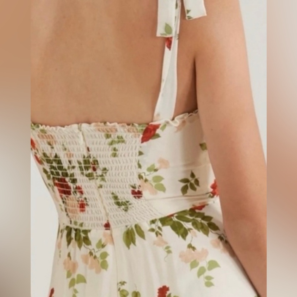 Reformation Floral Tie Strap Ruffle Christine Dress In Maureen - Size 12 - Picture 8 of 8
